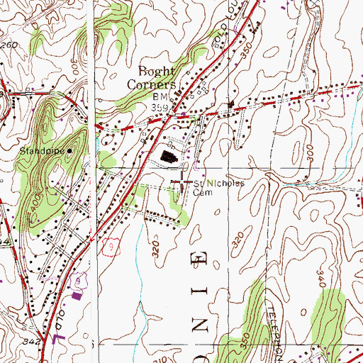 Topographic Map of Saint Nicholas Cemetery, NY