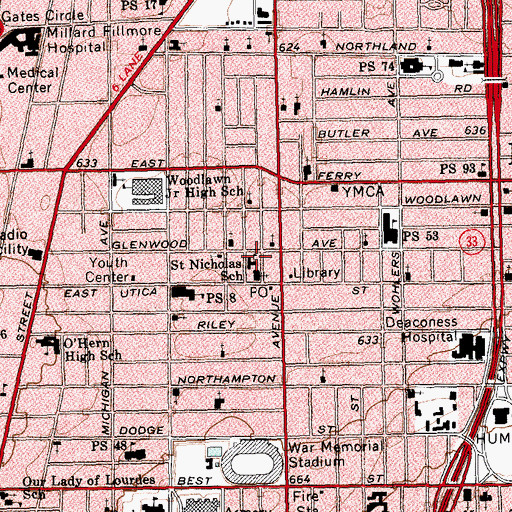 Topographic Map of Saint Nicholas School, NY