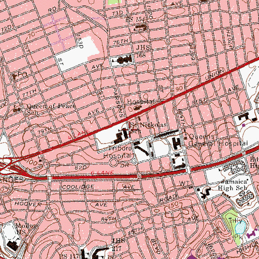 Topographic Map of Saint Nickolas School, NY