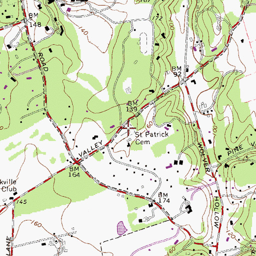 Topographic Map of Saint Patrick Cemetery, NY