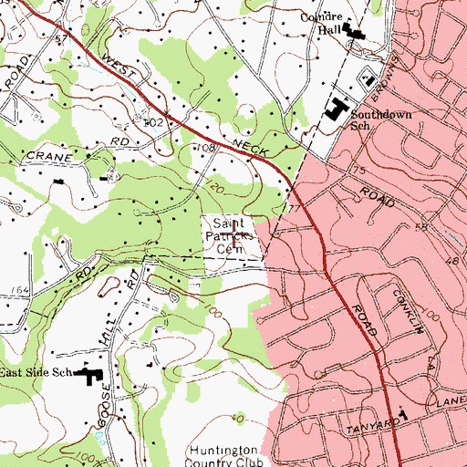 Topographic Map of Saint Patricks Cemetery, NY