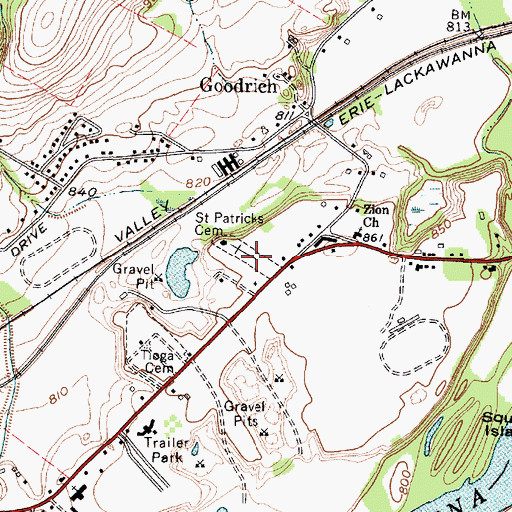 Topographic Map of Saint Patricks Cemetery, NY