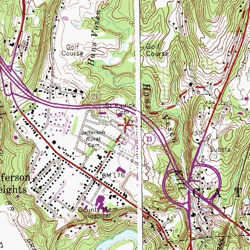 Topographic Map of Saint Patricks Cemetery, NY
