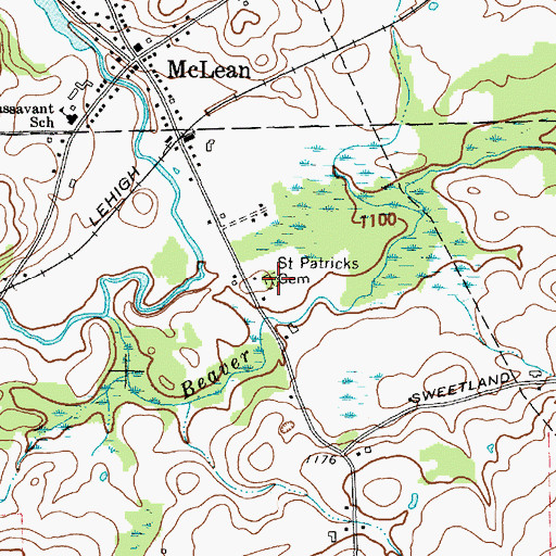 Topographic Map of Saint Patricks Cemetery, NY