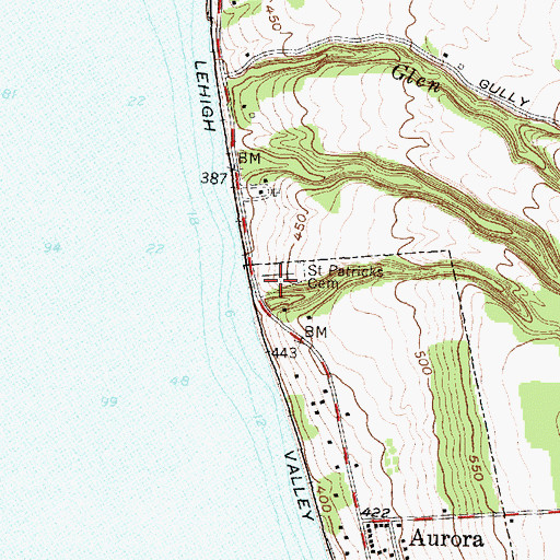 Topographic Map of Saint Patricks Cemetery, NY