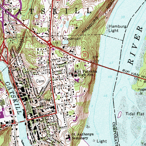 Topographic Map of Saint Patricks High School, NY