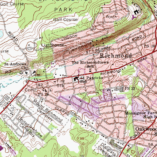 Topographic Map of Saint Patricks School, NY