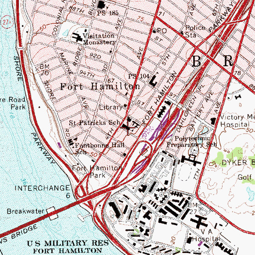 Topographic Map of Saint Patricks School, NY