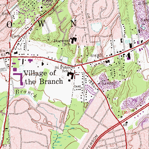 Topographic Map of Saint Patricks School, NY