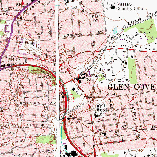 Topographic Map of All Saints Regional Catholic Elementary School, NY