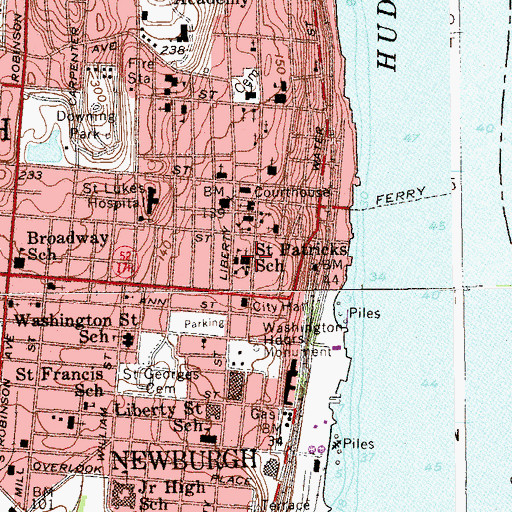 Topographic Map of Saint Patricks School, NY
