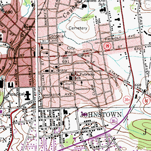 Topographic Map of Saint Patricks School, NY