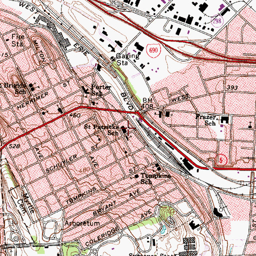 Topographic Map of Saint Patricks School (historical), NY