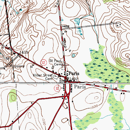 Topographic Map of Saint Paul's Episcopal Cemetery, NY
