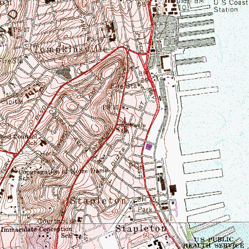 Topographic Map of Saint Paul's Memorial Church, NY