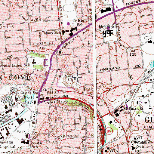 Topographic Map of Saint Paul's Episcopal Church, NY
