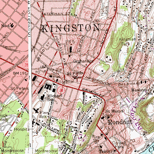Topographic Map of Saint Paul Lutheran Church, NY
