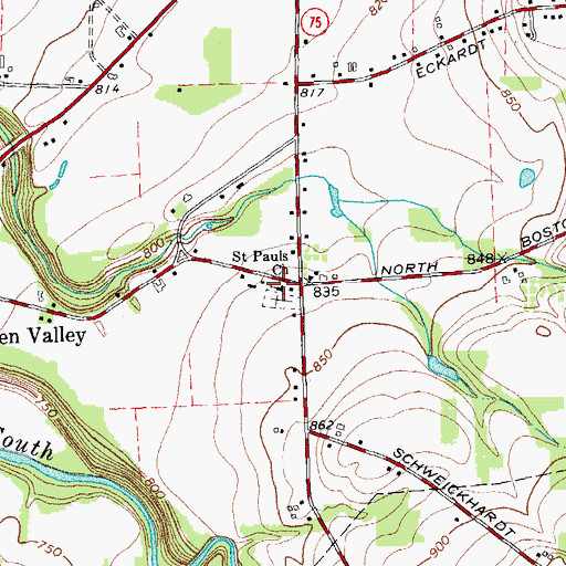 Topographic Map of Saint Paul's Lutheran Church, NY