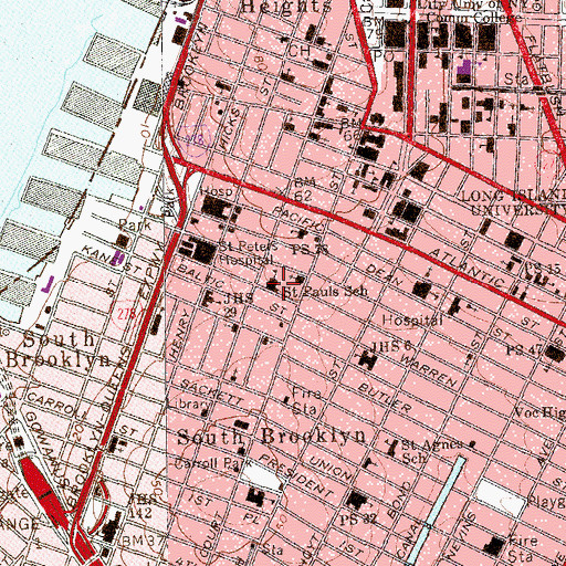 Topographic Map of Saint Paul's Parish School, NY