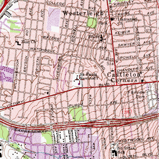 Topographic Map of Saint Pauls Seminary, NY