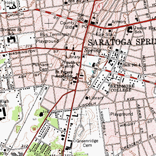 Topographic Map of Saratoga Central Catholic High School, NY