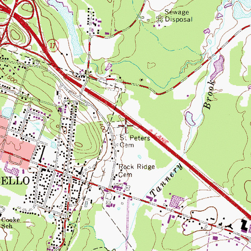 Topographic Map of Saint Peters Cemetery, NY