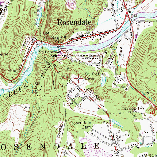 Topographic Map of Saint Peters Cemetery, NY