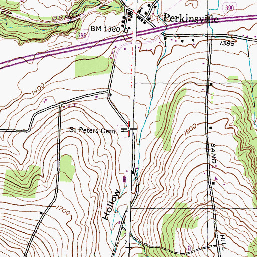 Topographic Map of Saint Peters Cemetery, NY