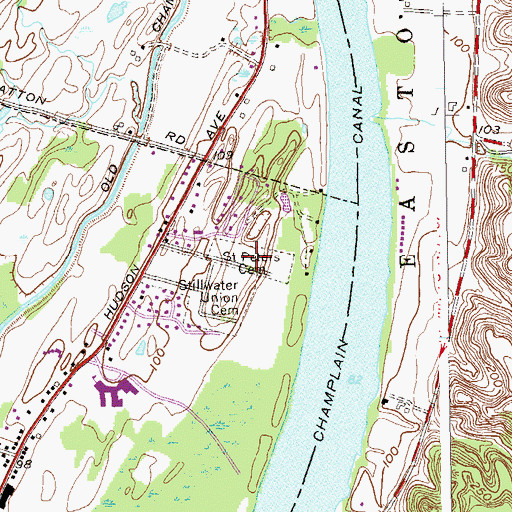 Topographic Map of Saint Peters Cemetery, NY