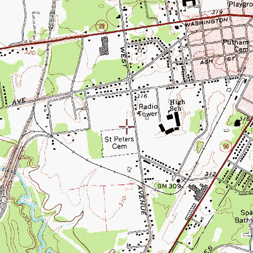 Topographic Map of Saint Peter's Cemetery, NY