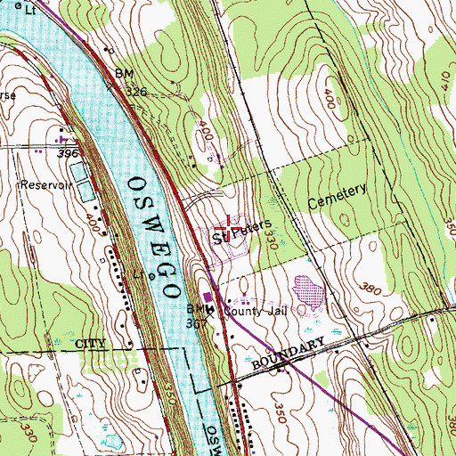 Topographic Map of Saint Peters Cemetery, NY