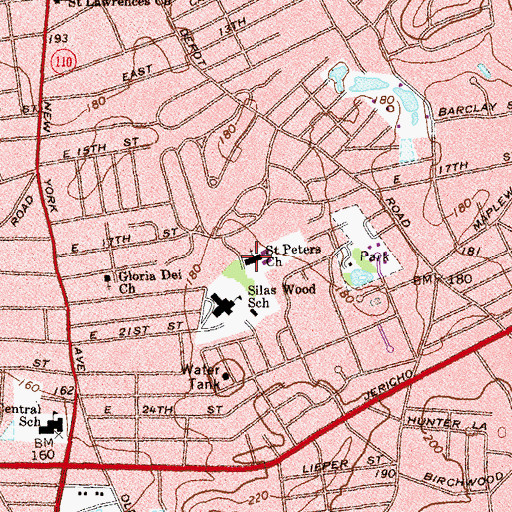 Topographic Map of Saint Peter's Evangelical Lutheran Church, NY