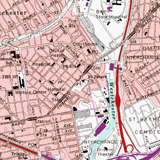 Topographic Map of Saint Peter's Episcopal Church, NY