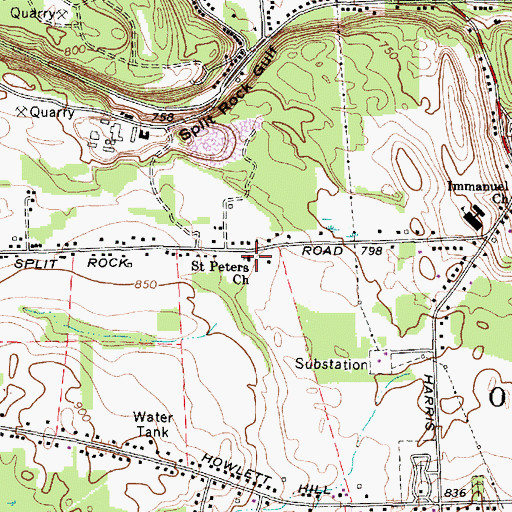 Topographic Map of Saint Peters Catholic Church, NY