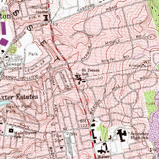 Topographic Map of Saint Peter of Alcantara School, NY