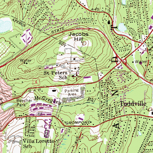 Topographic Map of Saint Peters School, NY
