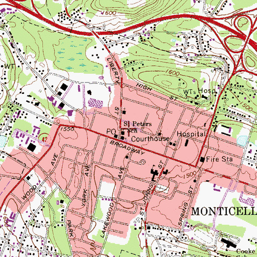 Topographic Map of Saint Peters School, NY
