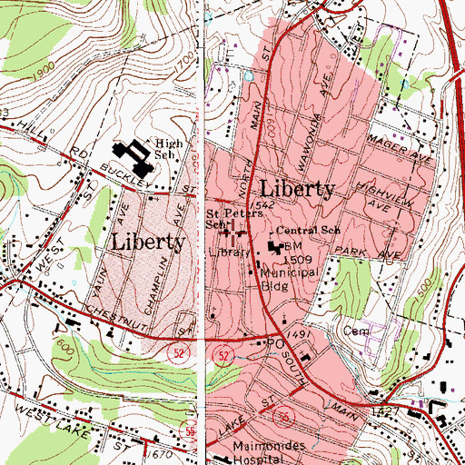 Topographic Map of Saint Peters School, NY