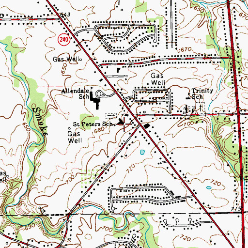 Topographic Map of Saint Peters School, NY
