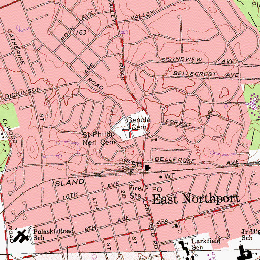 Topographic Map of Saint Phillip Neri Cemetery, NY
