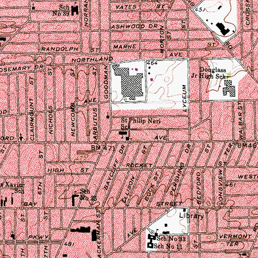 Topographic Map of Saint Phillip Neri School, NY