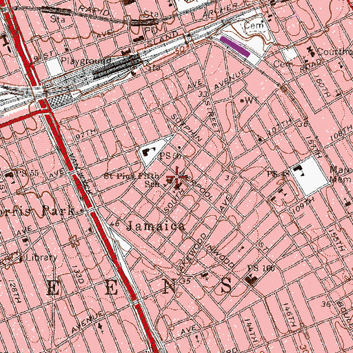 Topographic Map of Saint Pius Fifth School, NY