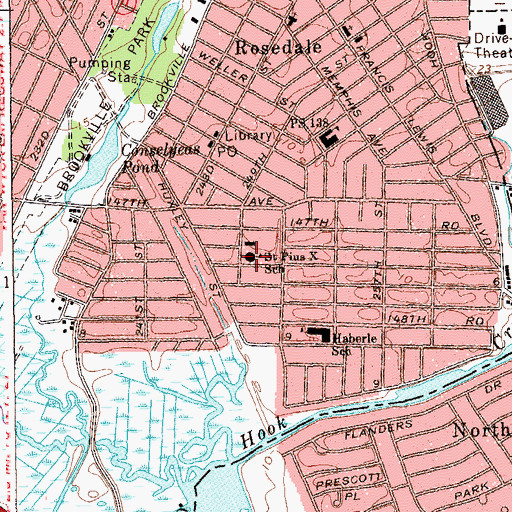 Topographic Map of Saint Pius X School, NY