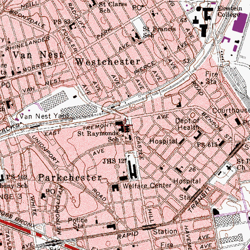 Topographic Map of Saint Raymonds School, NY