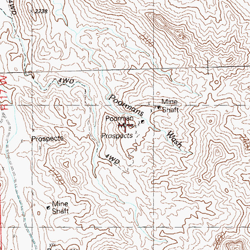 Topographic Map of Poorman Mine, AZ