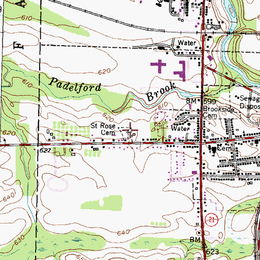 Topographic Map of Saint Rose's Cemetery, NY