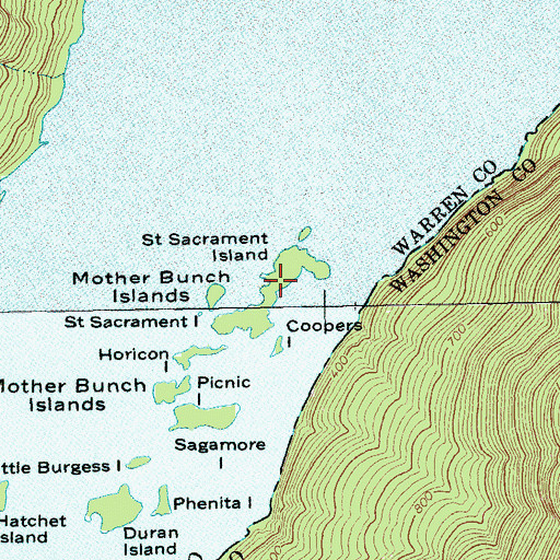 Topographic Map of Saint Sacrament Island, NY
