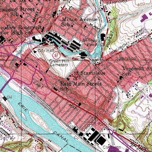 Topographic Map of Saint Stanislaus School, NY