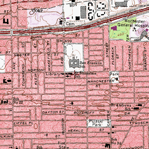 Topographic Map of Saint Stanislaus School, NY