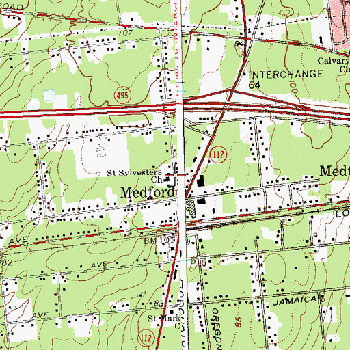 Topographic Map of Saint Sylvesters Church, NY
